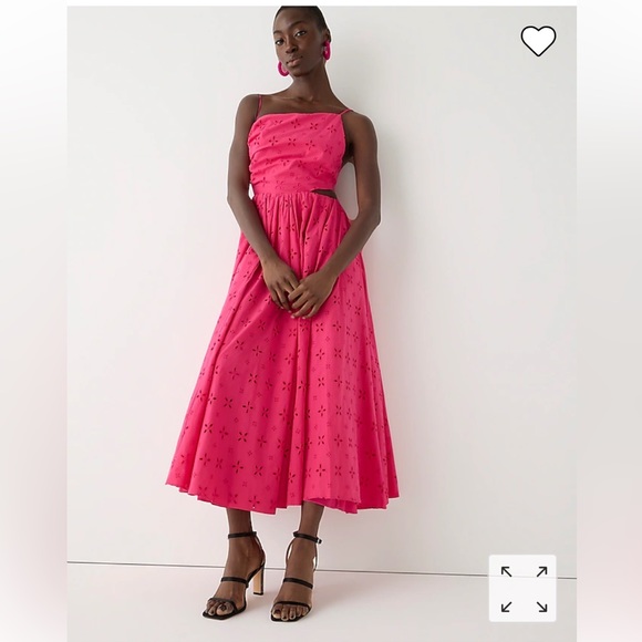 NWT J.Crew Collection side-cutout midi dress in pink eyelet Style BP898 - Picture 2 of 7